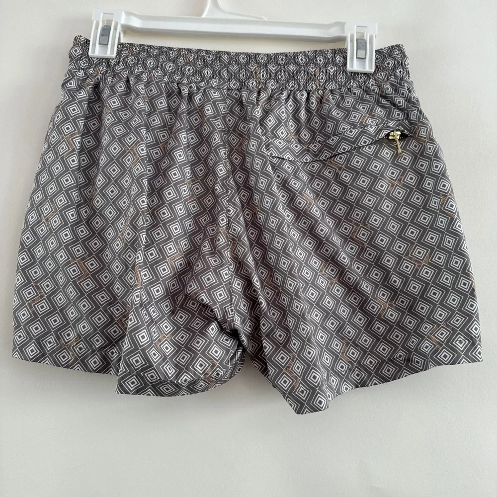 Sink Swimwear Mens Geometric Diamond Print Luxury Resort Swim Trunks Taupe M